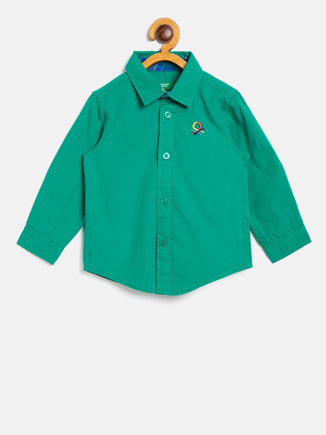 

United Colors of Benetton Boys Green Regular Fit Solid Casual Shirt