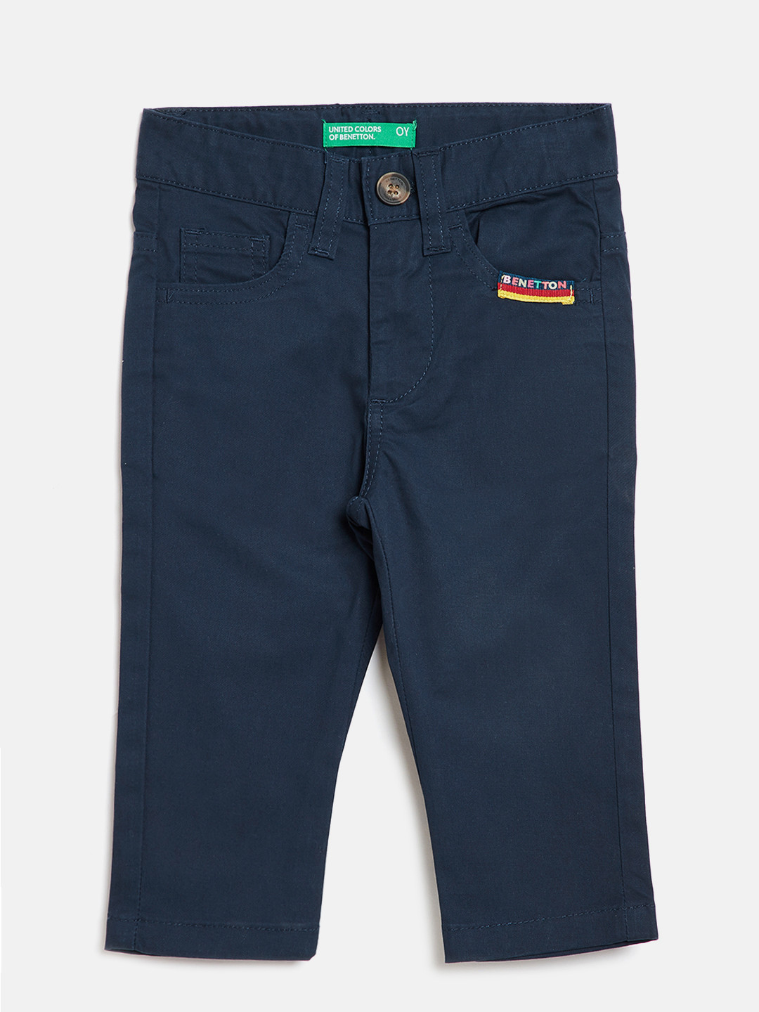 

United Colors of Benetton Boys Navy Blue Regular Fit Solid Trousers
