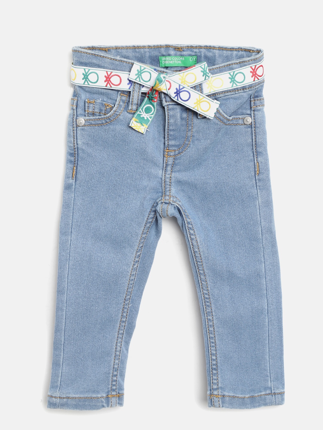 

United Colors of Benetton Girls Blue Slim Fit Mid-Rise Clean Look Stretchable Jeans