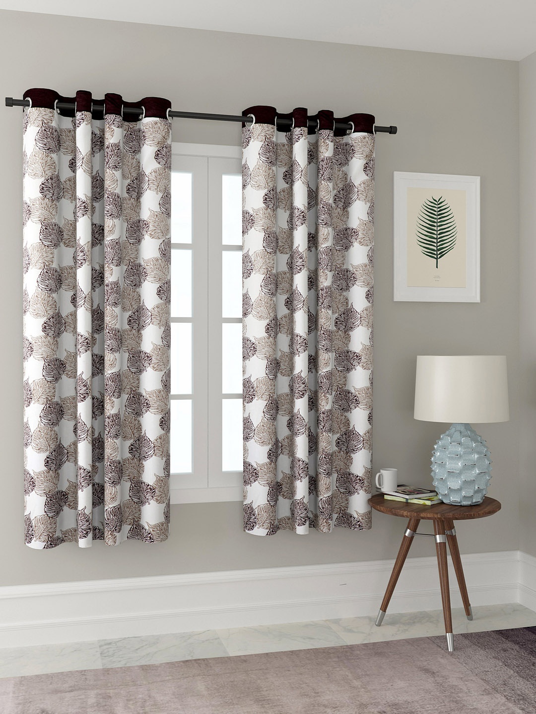 

Cortina White & Brown Set of 2 Window Curtains