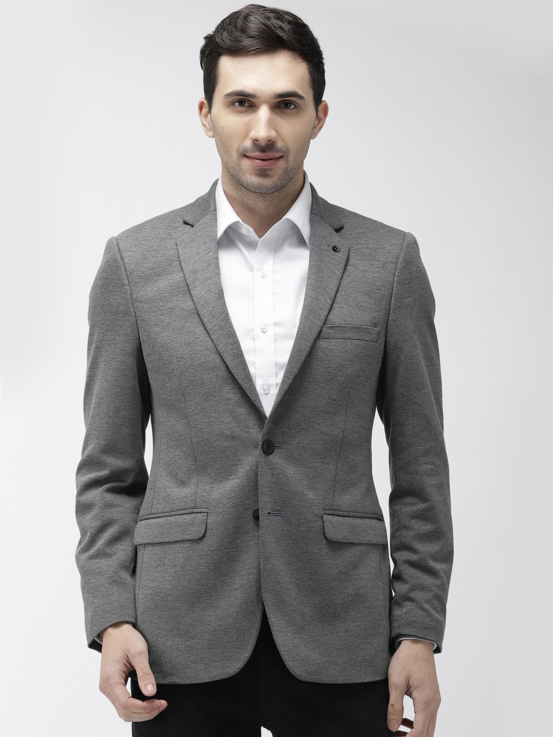 

Raymond Men Grey Melange Solid Slim Fit Single-Breasted Smart Casual Blazer