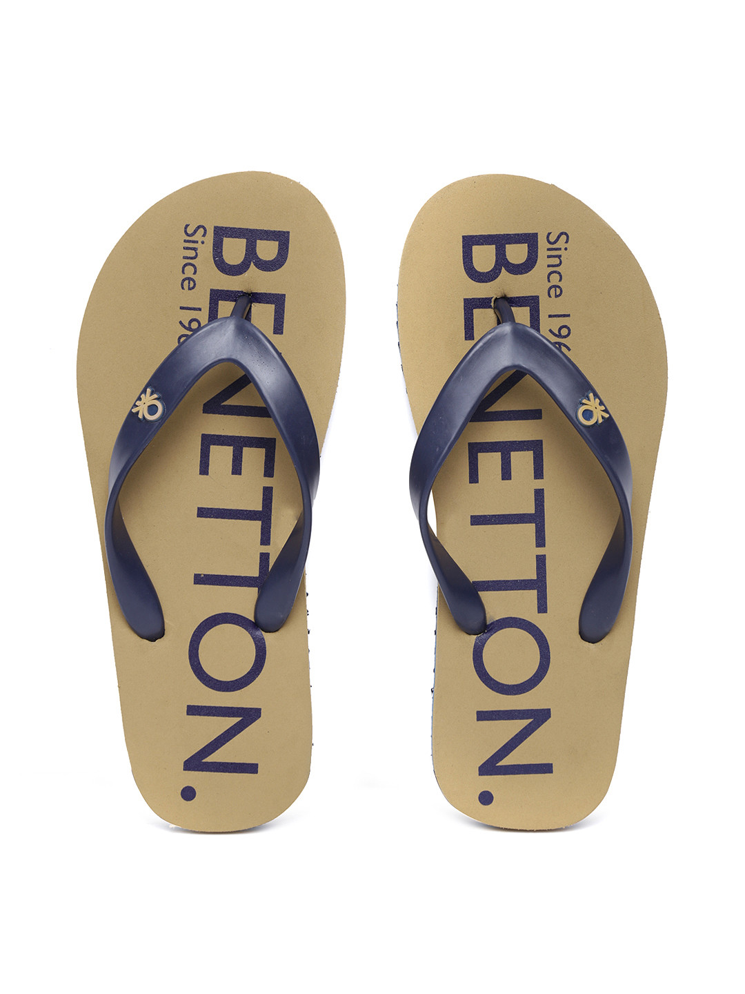 

United Colors of Benetton Men Khaki & Navy Blue Printed Thong Flip-Flops