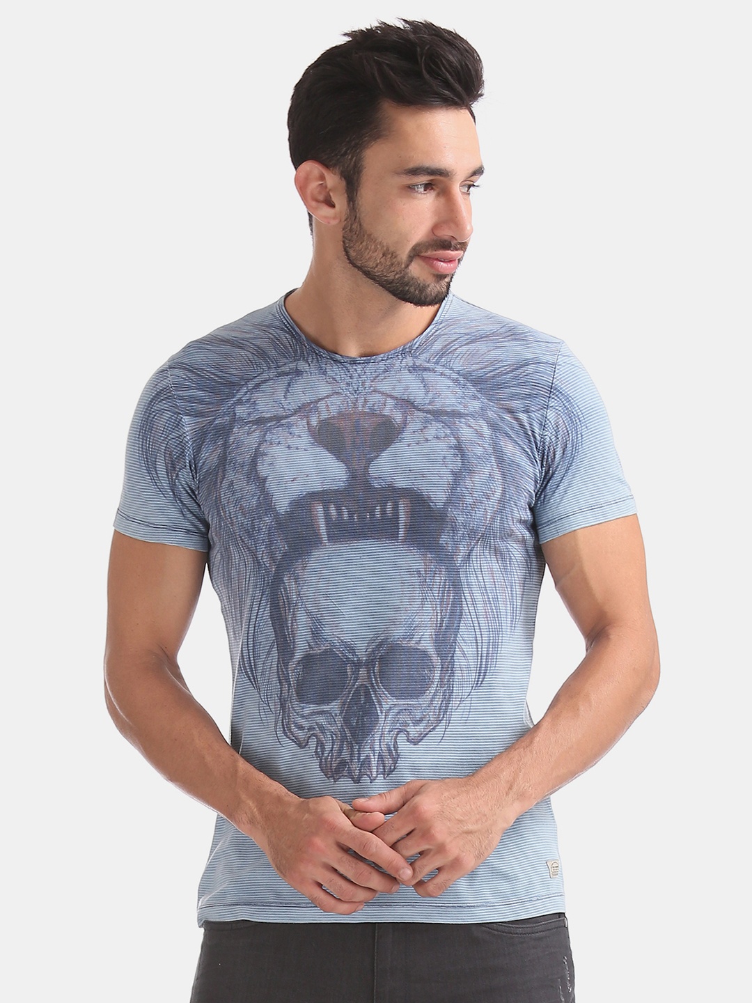 

Ed Hardy Men Blue Slim Fit Printed Tshirt