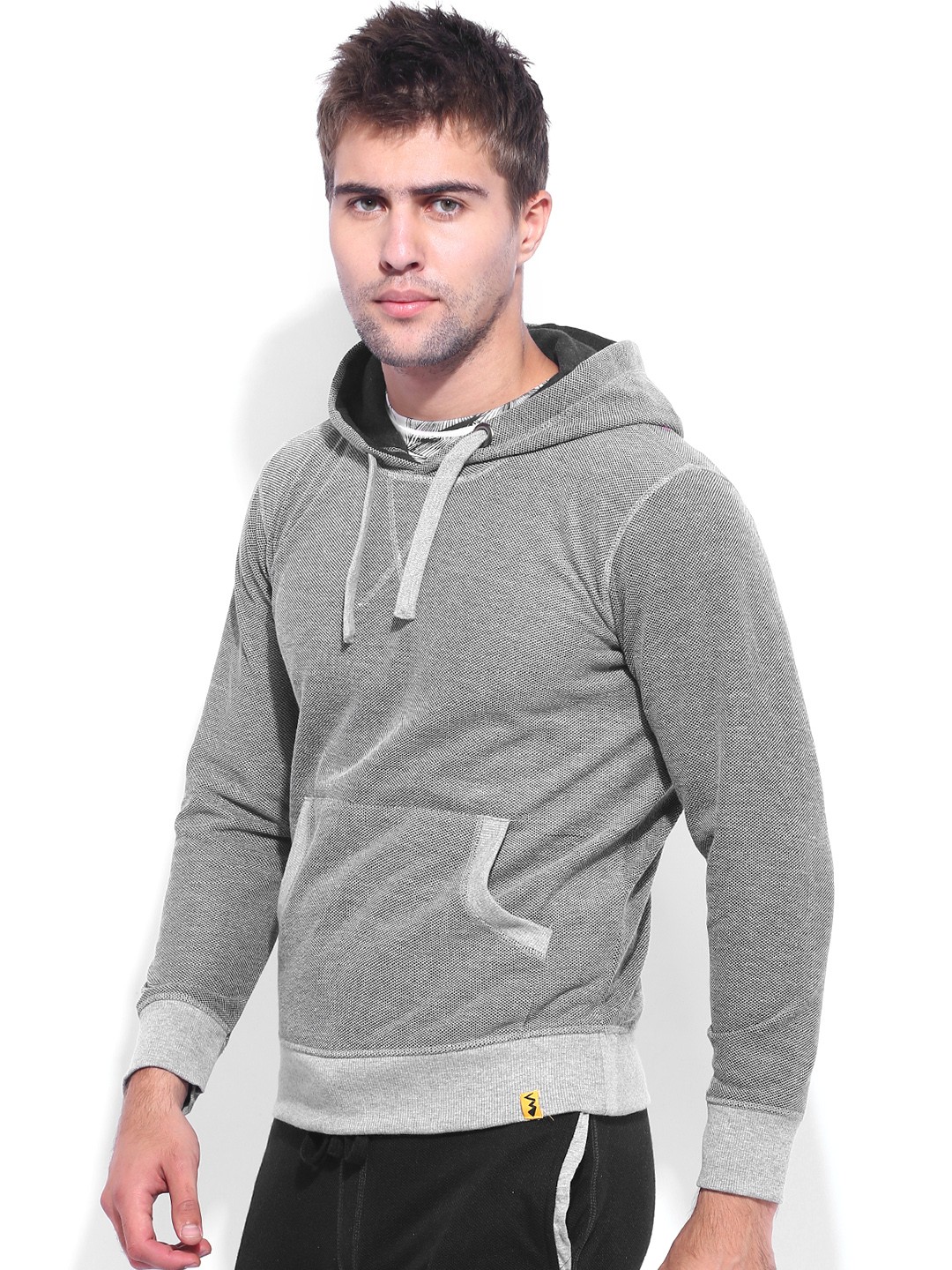 

Campus Sutra Grey Hooded Sweatshirt