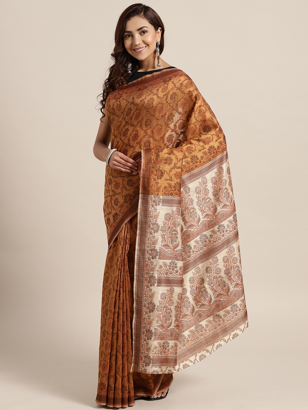 

Chhabra 555 Brown Woven Design Banarasi Saree