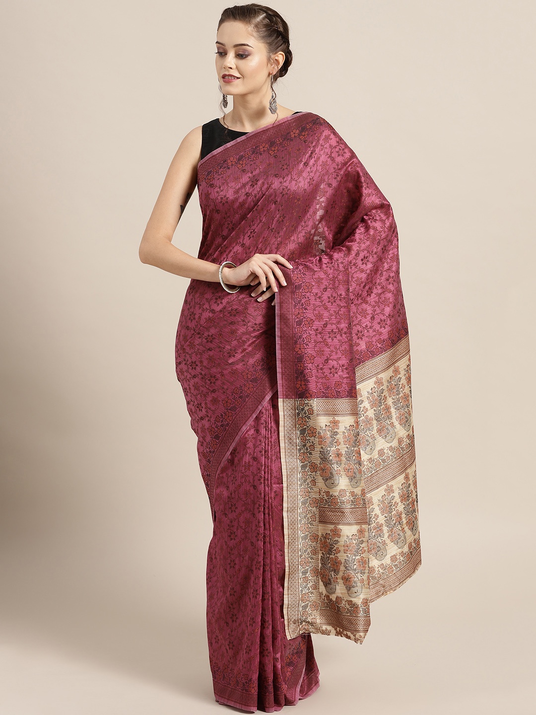 

Chhabra 555 Pink & Beige Woven Design Banarasi Saree