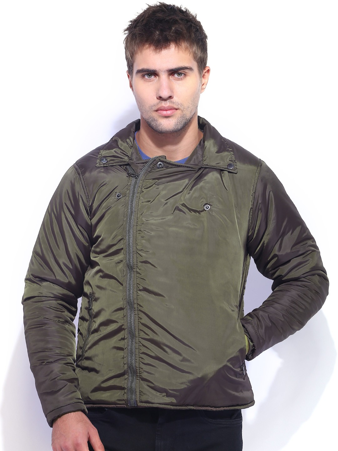 

Campus Sutra Olive Green Jacket