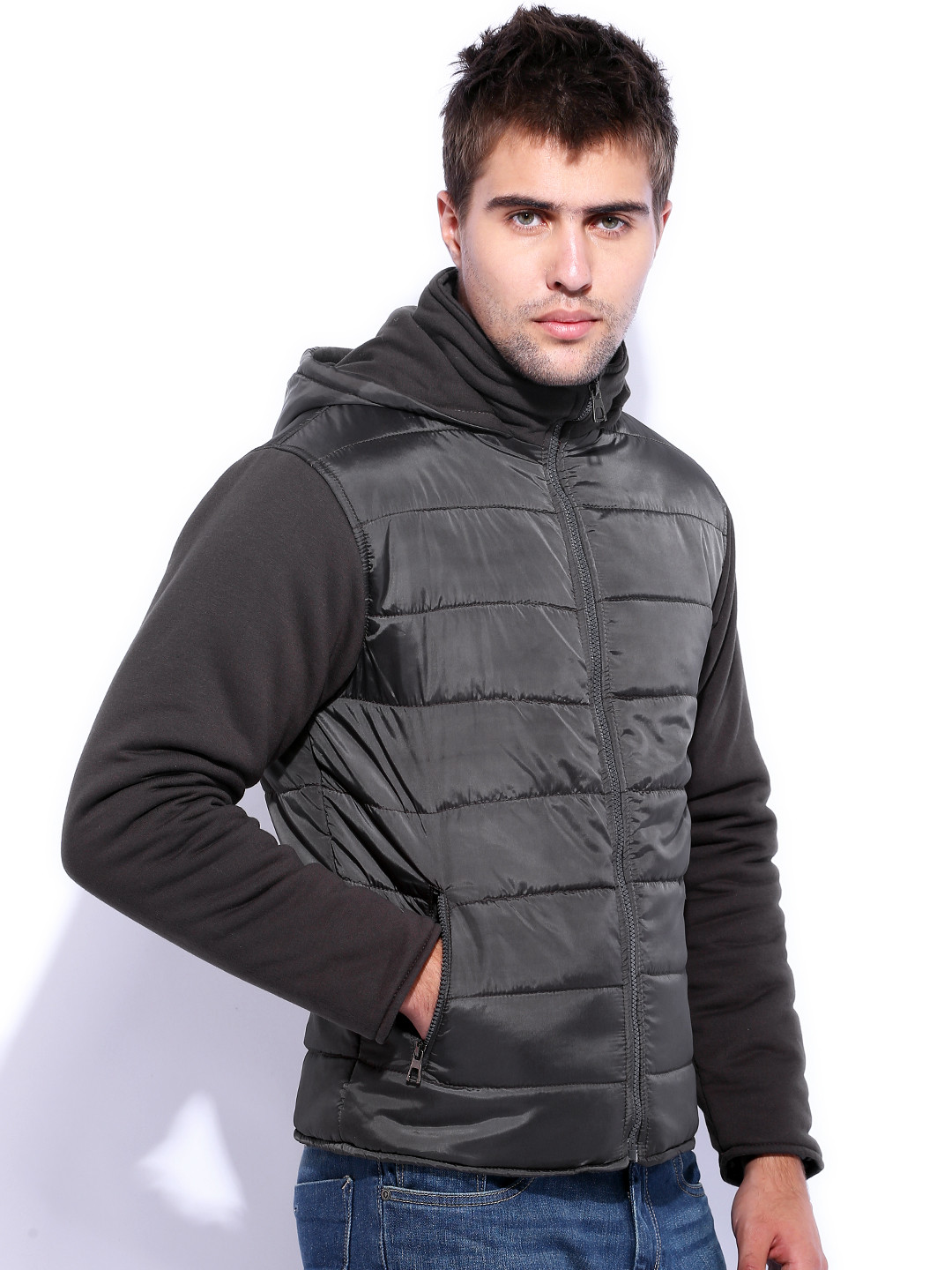 

Campus Sutra Olive Hooded Jacket