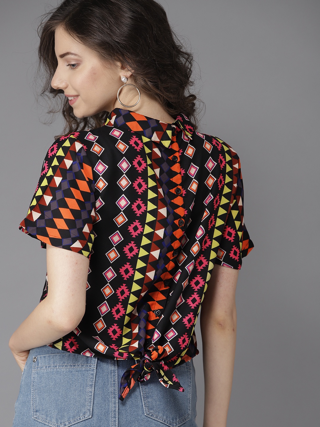 

HERE&NOW Women Multicoloured Printed Styled Back Top, Multi