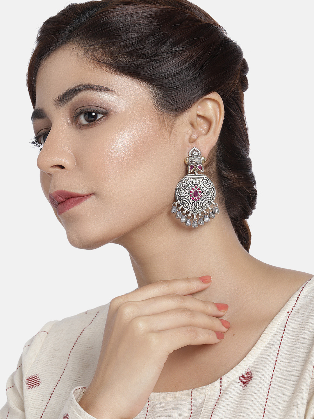 

Peora Oxidised Silver-Plated Classic Drop Earrings