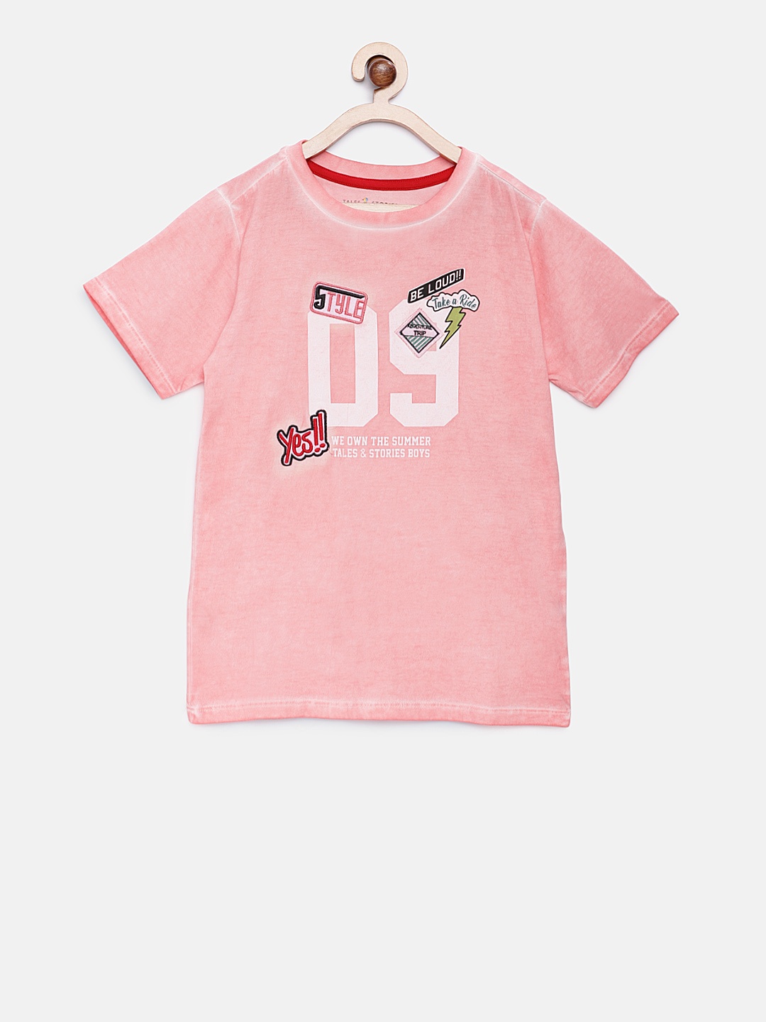 

TALES & STORIES Boys Pink Printed Round Neck T-shirt
