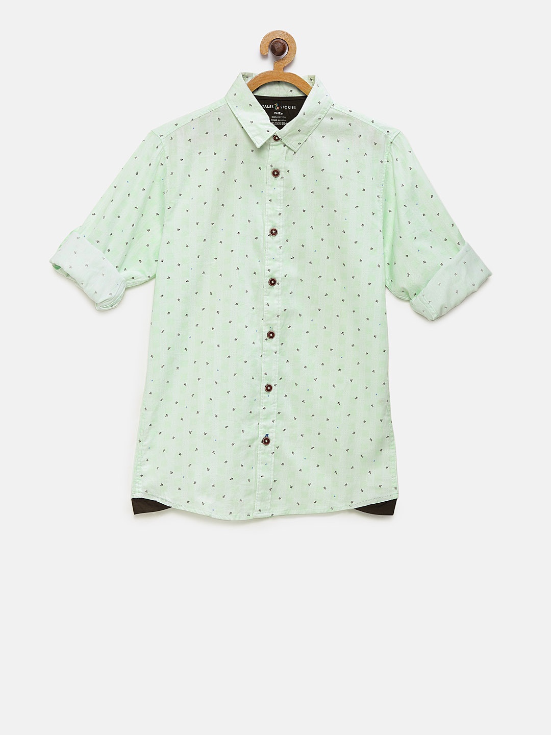 

TALES & STORIES Boys Green Regular Fit Printed Casual Shirt