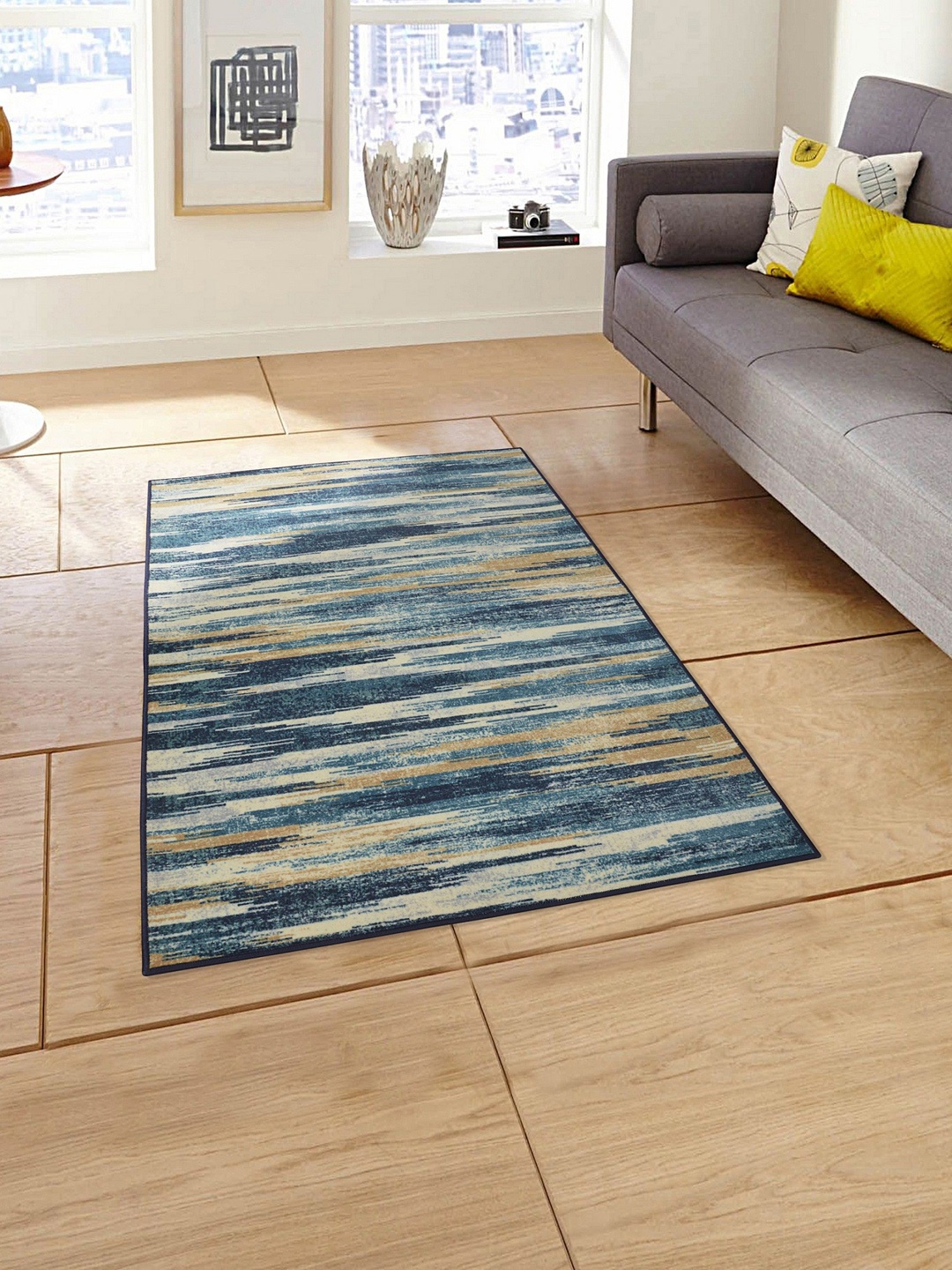 

RUGSMITH Teal Blue and Beige Premium Modern Pattern Rug, Multi