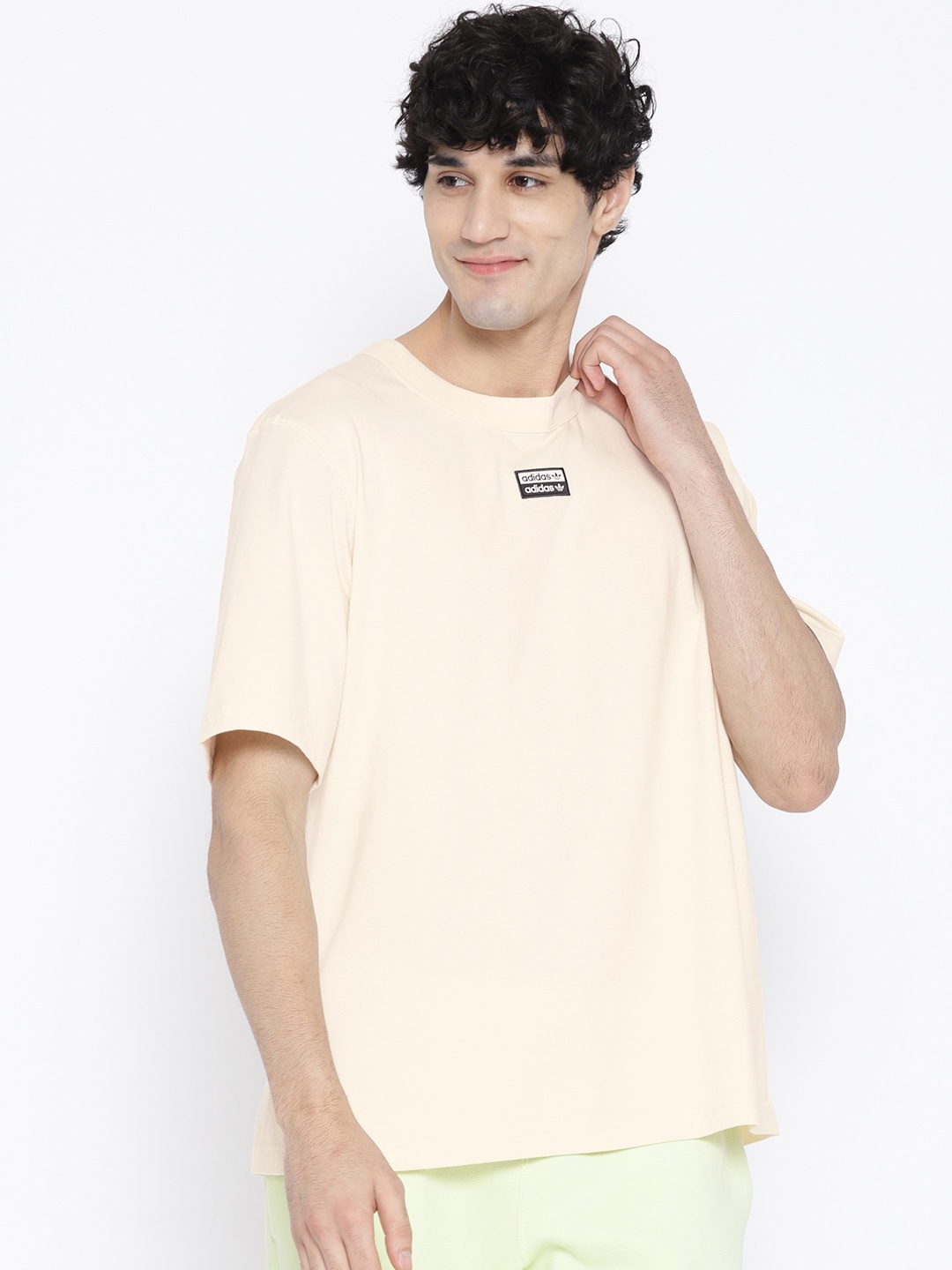 

ADIDAS Originals Men Off-White R.Y.V.F Solid Round Neck T-shirt