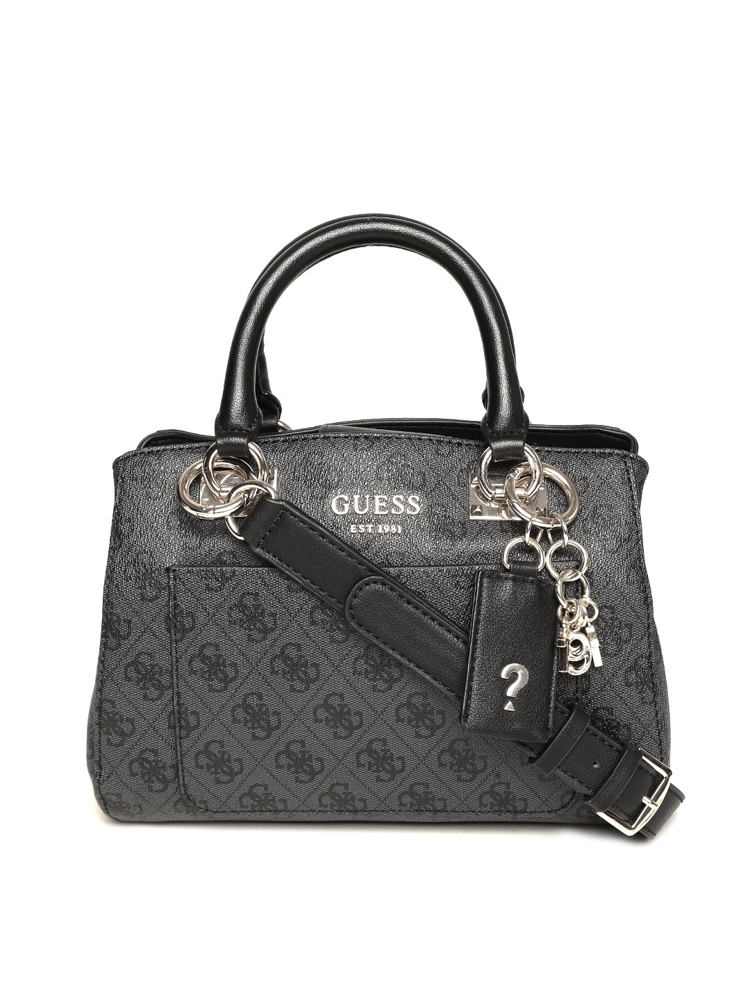 

GUESS Charcoal Grey & Black Printed Handheld Bag