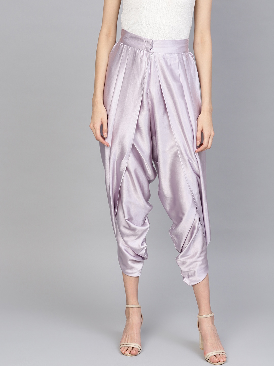 

W Women Lavender Regular Fit Satin-Finish Solid Cropped Dhoti Pants