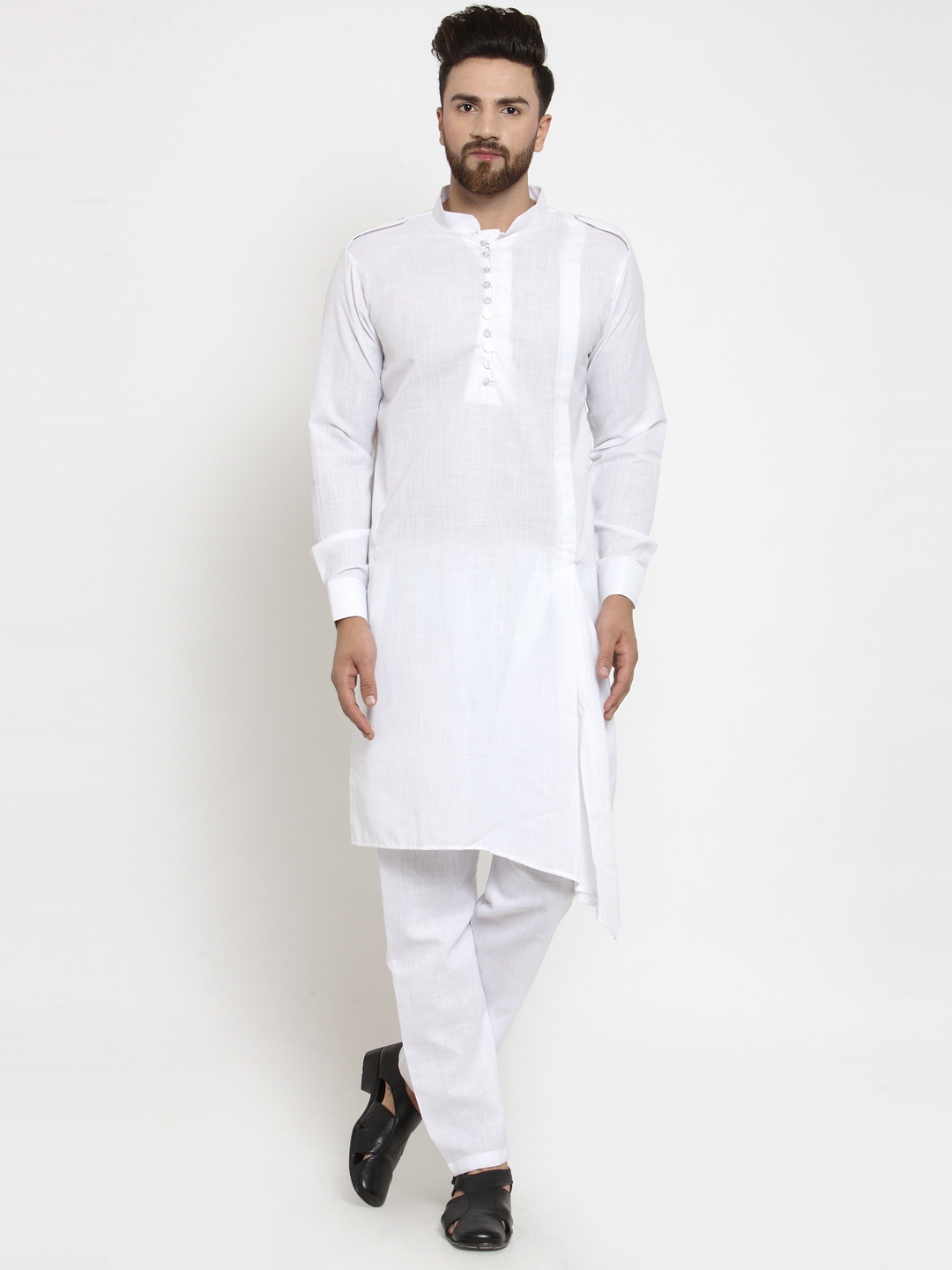 

TREEMODA Men White Solid Kurta with Pyjamas