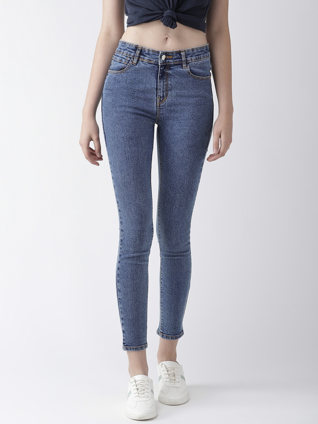 

Hubberholme Women Blue Slim Fit High-Rise Clean Look Stretchable Cropped Jeans
