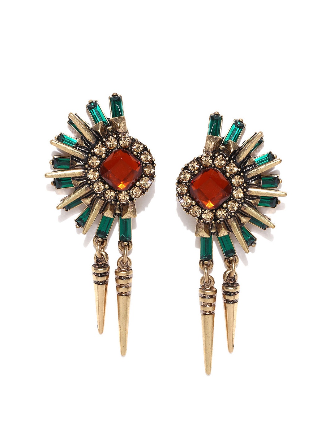 

OOMPH Gold-Toned Spikes Dangli Drop Earrings