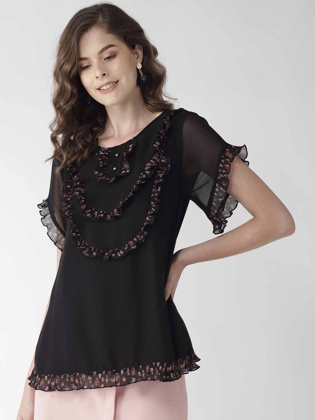 

Antheaa Women Black Solid A-Line Top