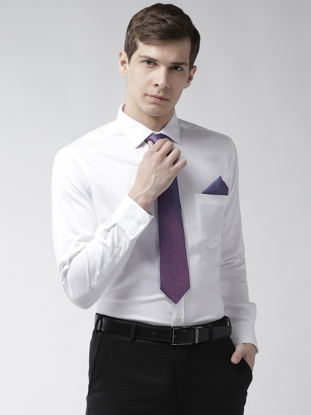 

Park Avenue Men White Regular Fit Textured Formal Shirt