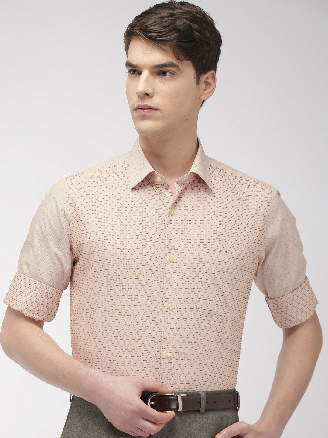 

Raymond Men Brown Contemporary Regular Fit Self Design Formal Shirt