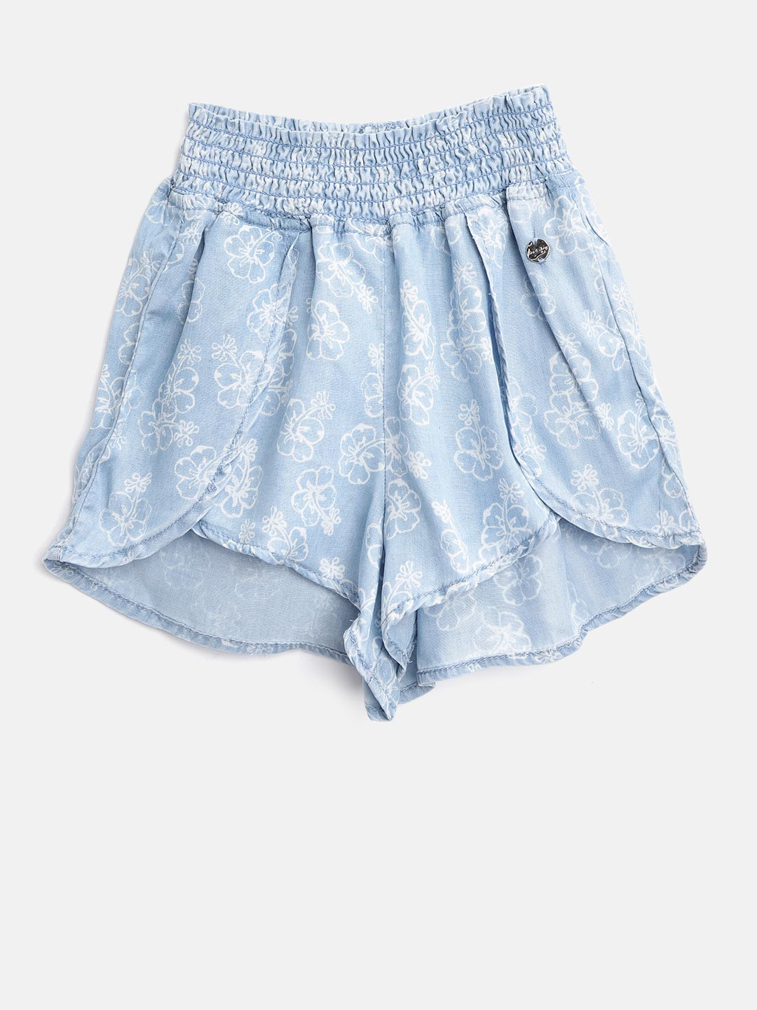 

Gini and Jony Girls Blue & White Floral Print Regular Fit Shorts