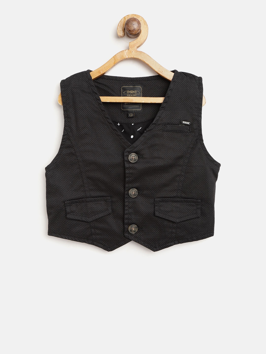

Gini and Jony Boys Black Printed Waistcoat