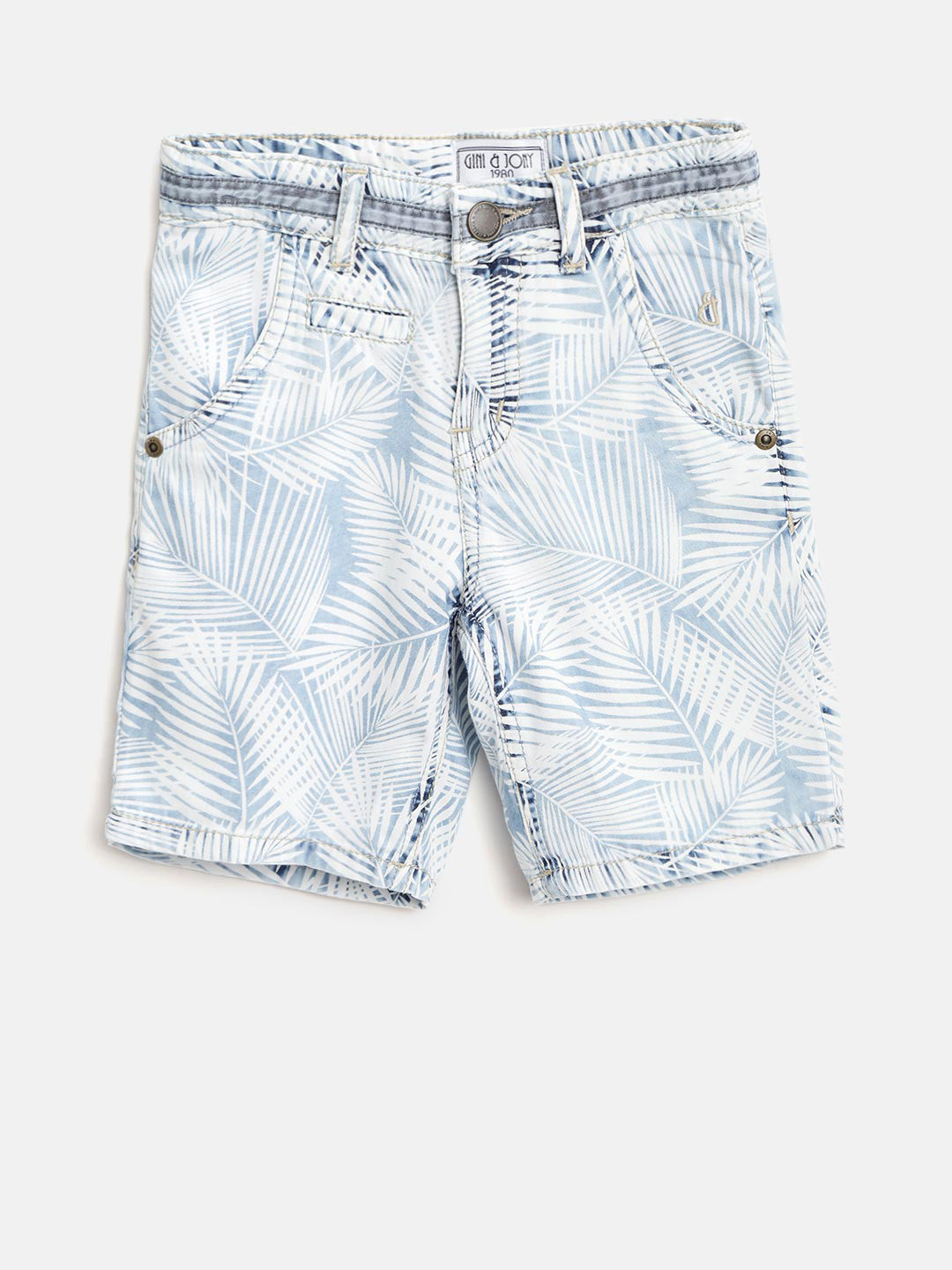 

Gini and Jony Boys Blue Printed Regular Fit Shorts
