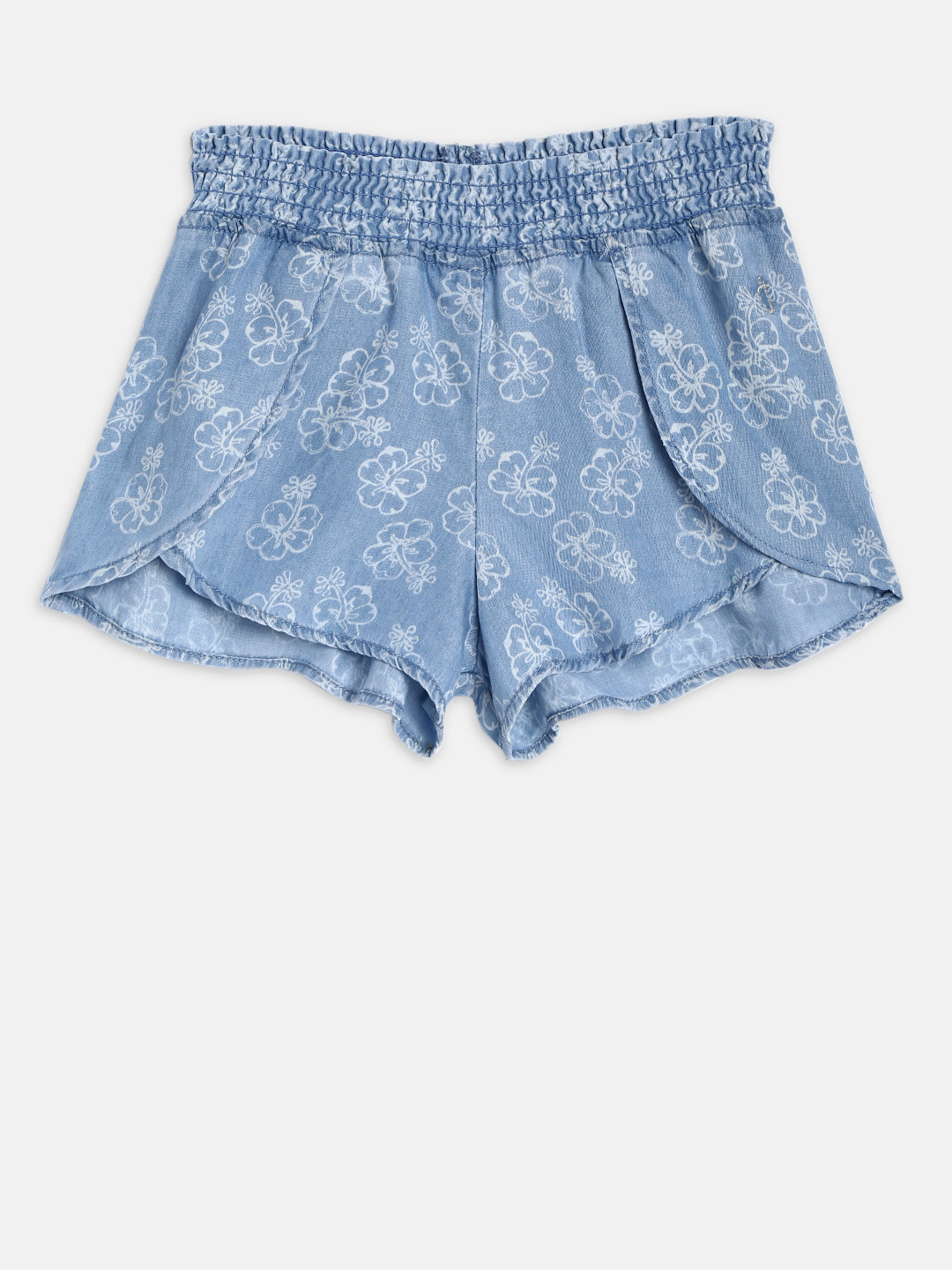

Gini and Jony Girls Blue Printed Regular Fit Denim Shorts