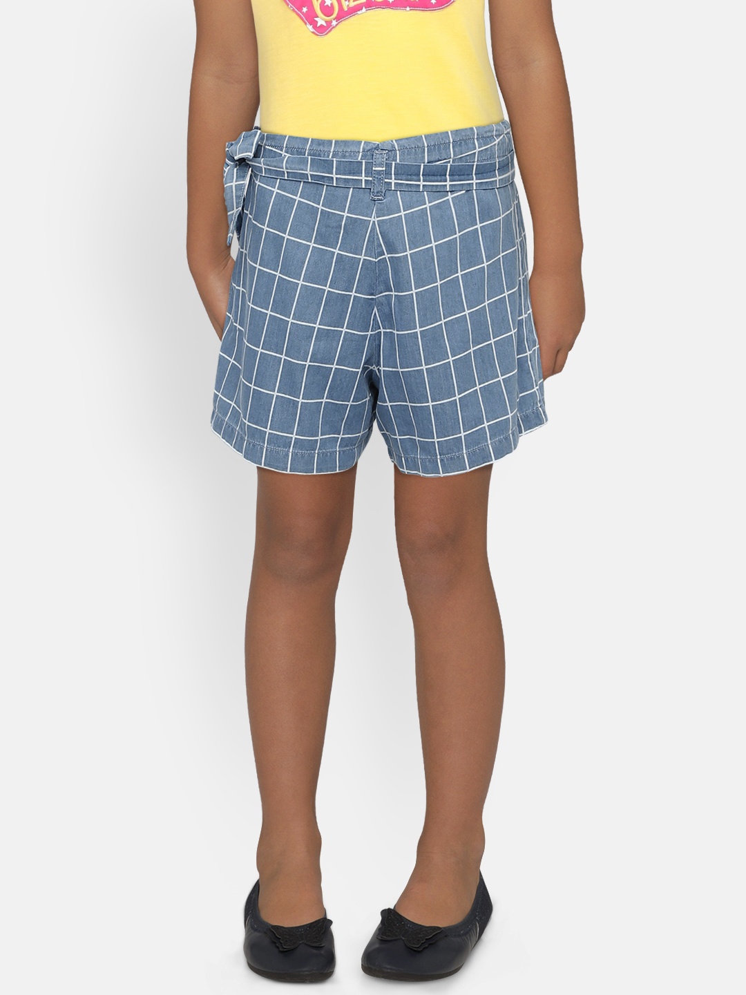

Palm Tree Girls Blue Checked Regular Fit Shorts