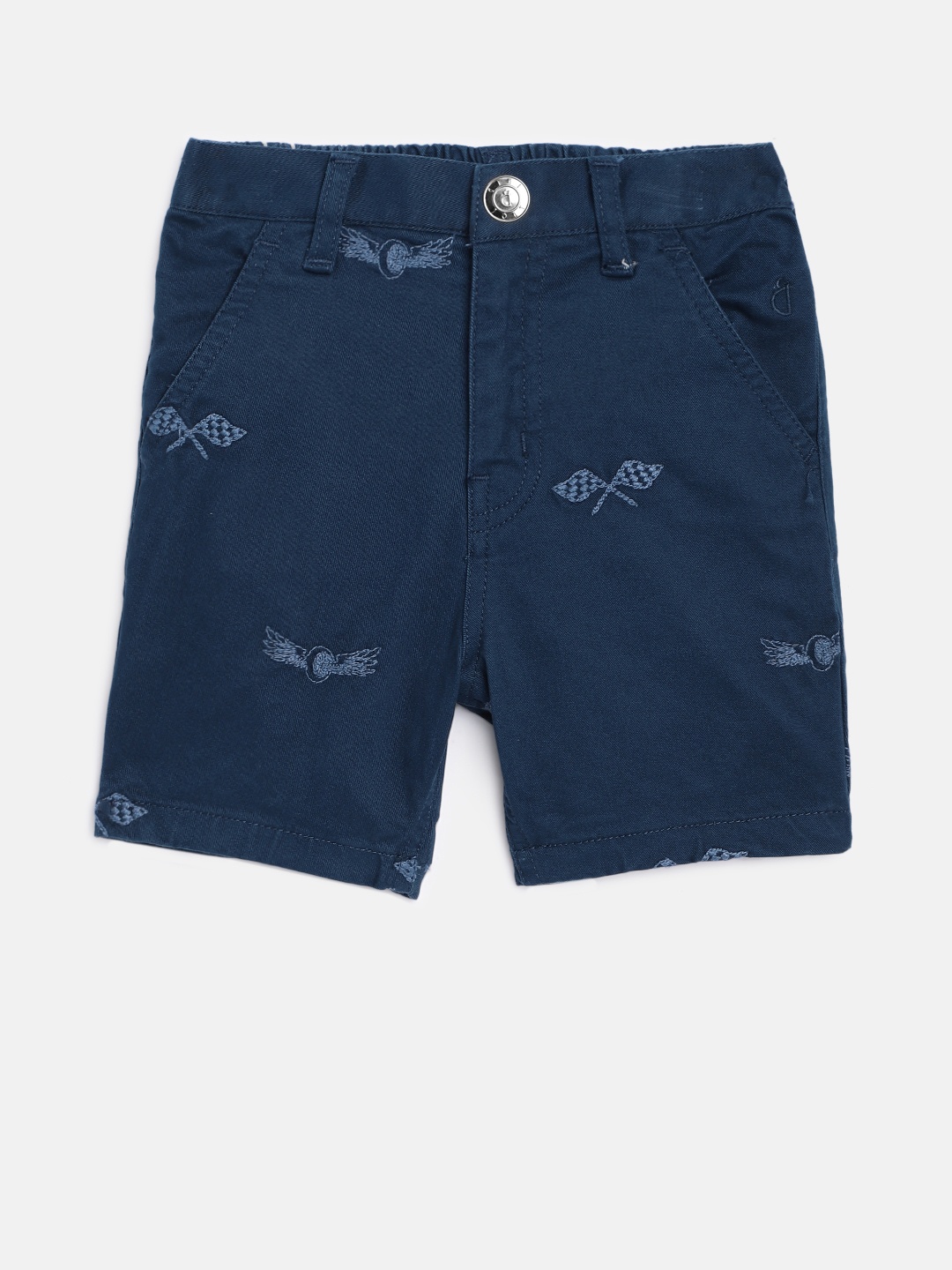 

Gini and Jony Boys Navy Blue Printed Regular Fit Chino Shorts