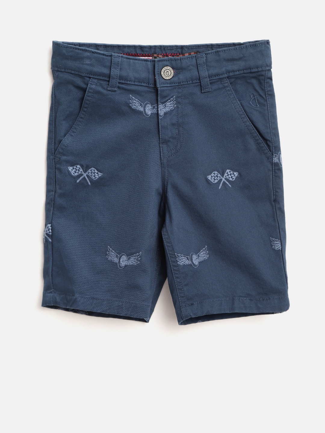 

Gini and Jony Boys Navy Blue Embroidered Shorts