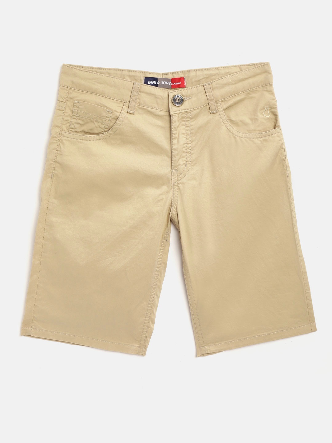 

Gini and Jony Boys Khaki Solid Regular Fit Shorts