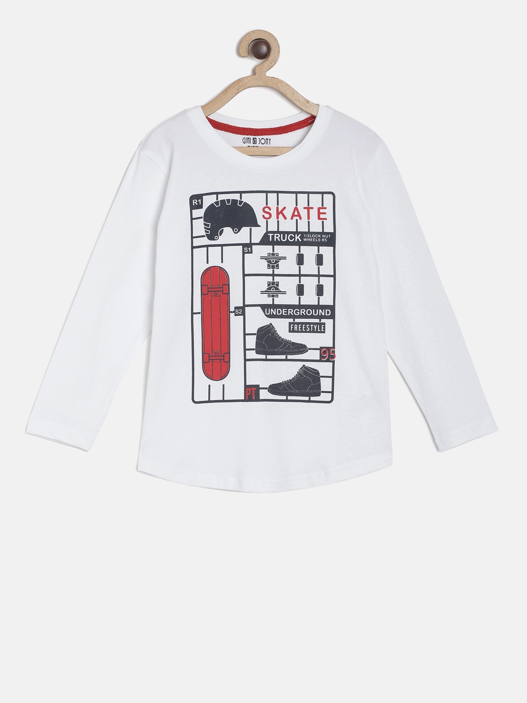 

Gini and Jony Boys White Printed Round Neck T-shirt