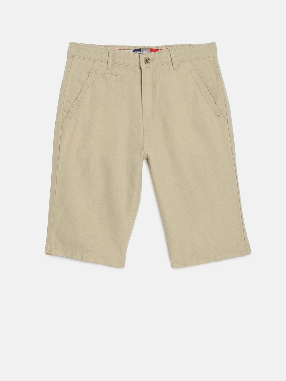 

Gini and Jony Boys Khaki Solid Chino Shorts