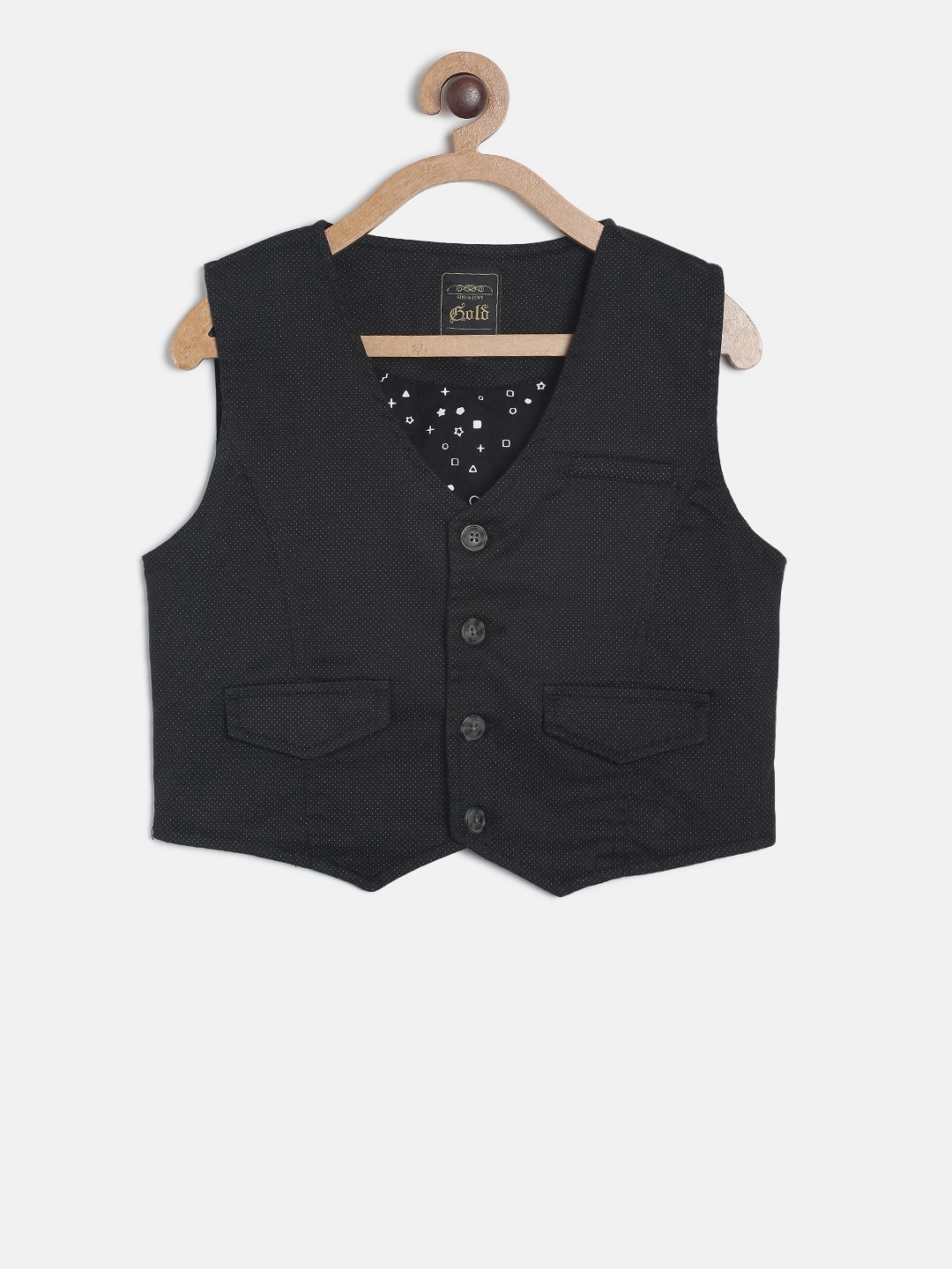 

Gini and Jony Boys Black Polka Dotted Waistcoat