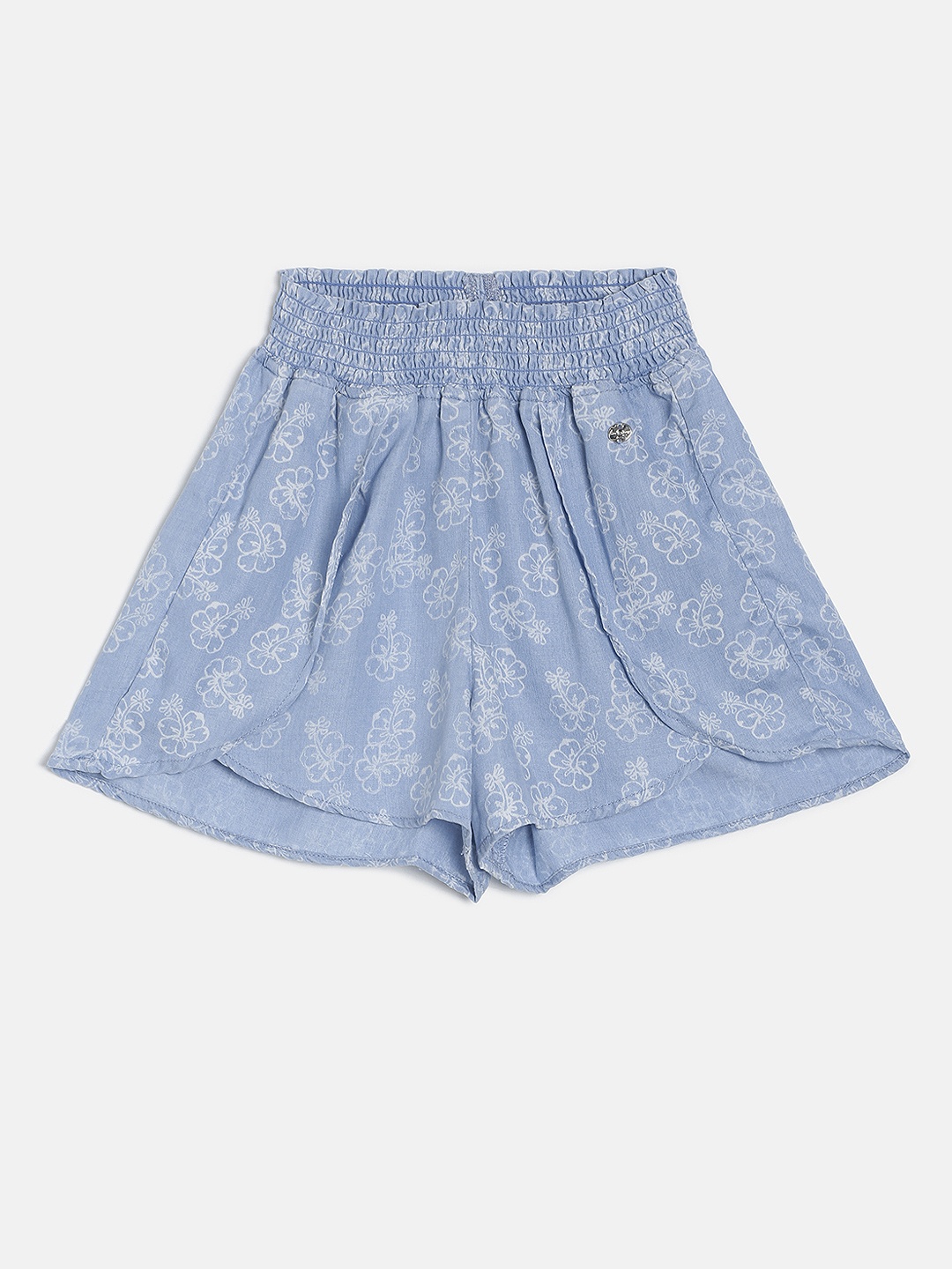 

Gini and Jony Girls Blue & White Printed Regular Fit Denim Shorts