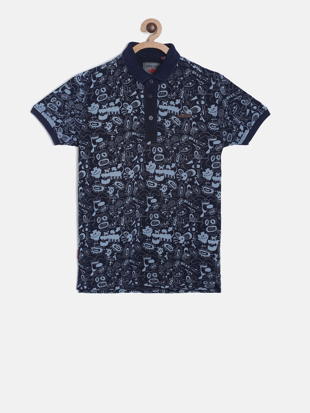 

Gini and Jony Boys Blue Printed T-shirt