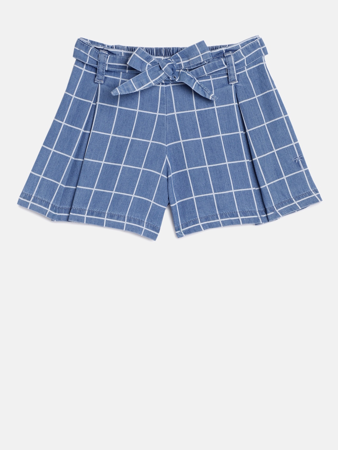 

Palm Tree Girls Blue Checked Regular Fit Shorts