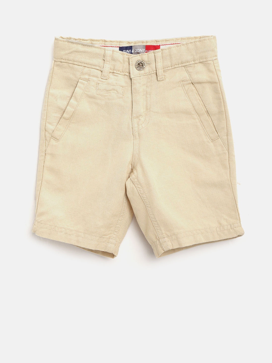 

Gini and Jony Boys Beige Solid Regular Shorts
