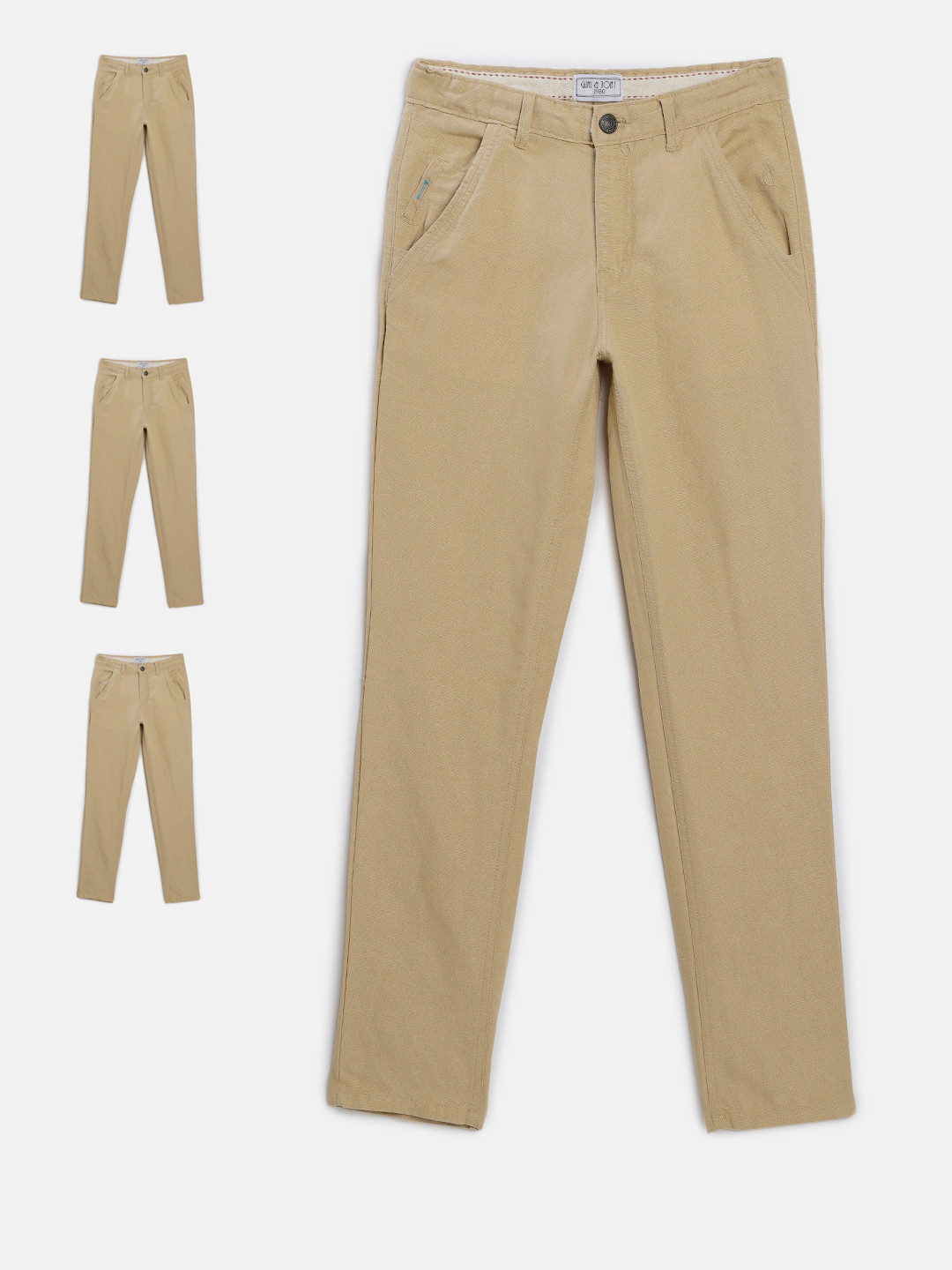 

Gini and Jony Boys Khaki Regular Fit Solid Regular Trousers