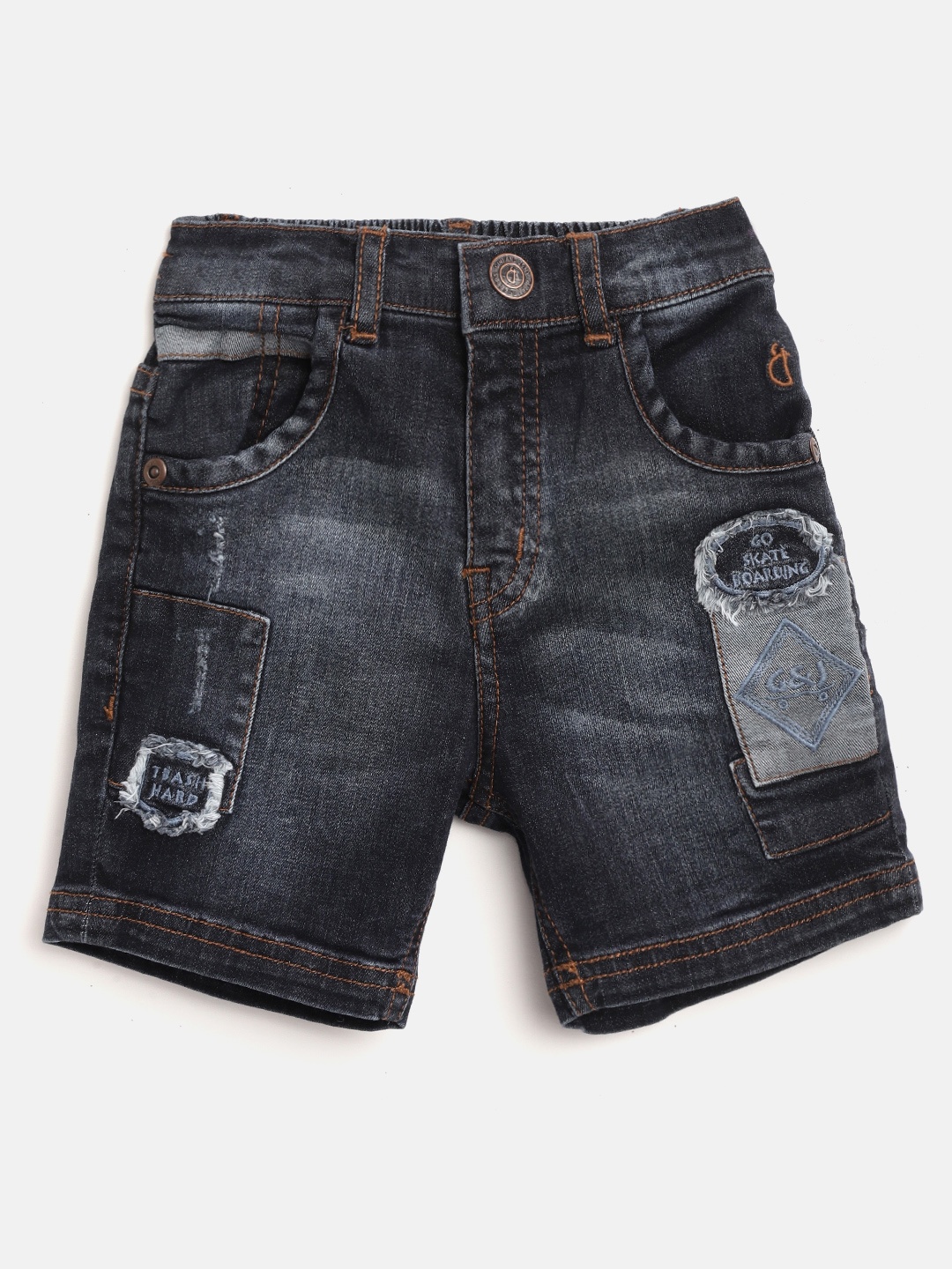 

Gini and Jony Boys Navy Blue Washed Regular Fit Denim Shorts