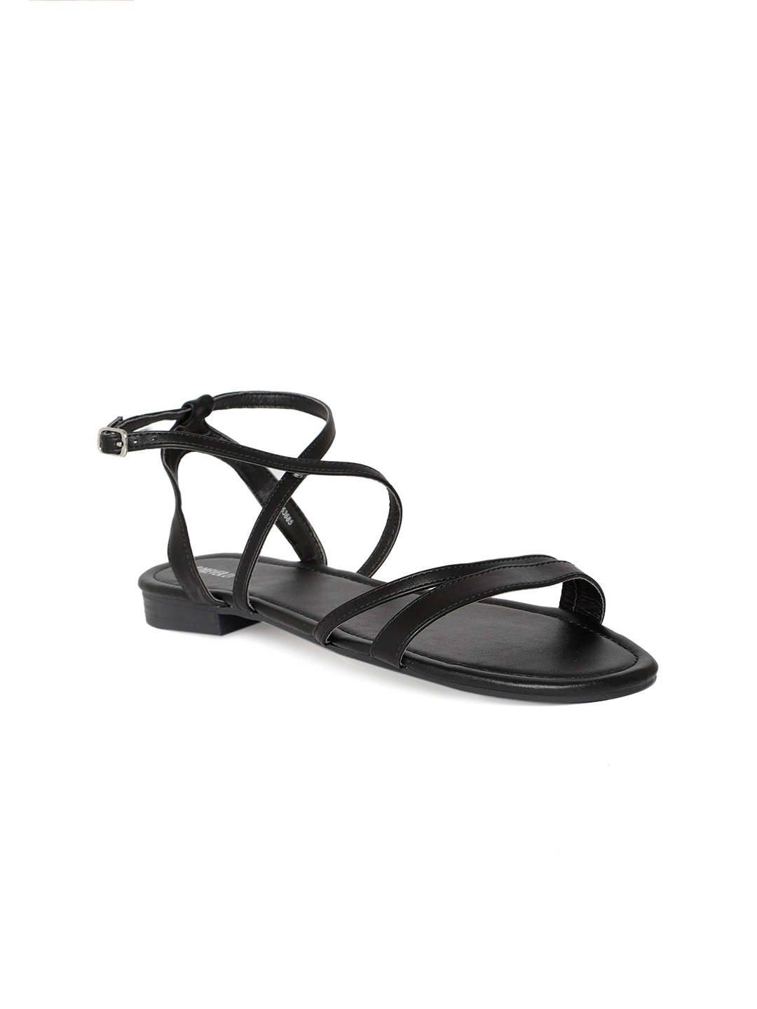

FOREVER 21 Women Black Solid Open Toe Flats