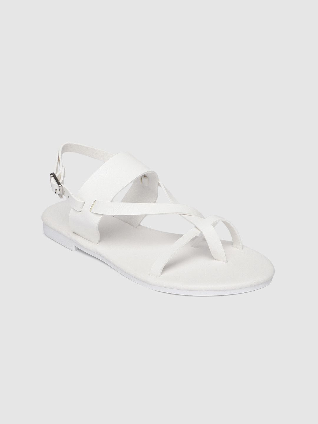 

FOREVER 21 Women White Solid Open Toe Flats