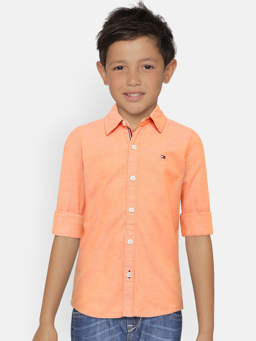 

Tommy Hilfiger Boys Orange Regular Fit Solid Casual Shirt
