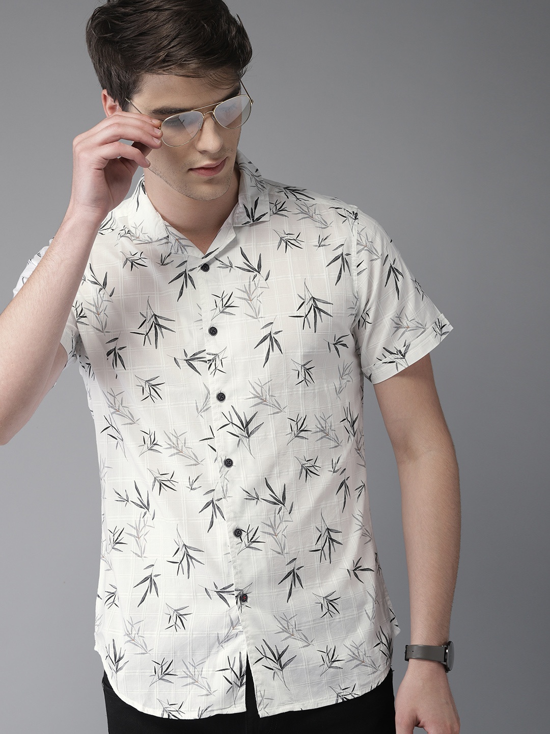 

Moda Rapido Men White & Black Regular Fit Printed Casual Shirt