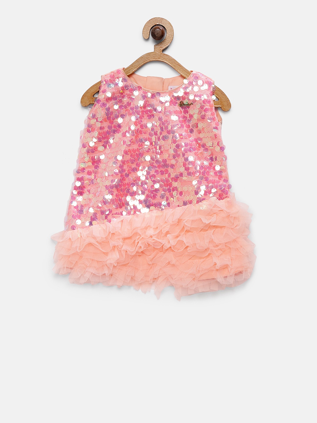 

Barbie by Many Frocks & Girls Peach-Coloured Embellished A-Line Dress