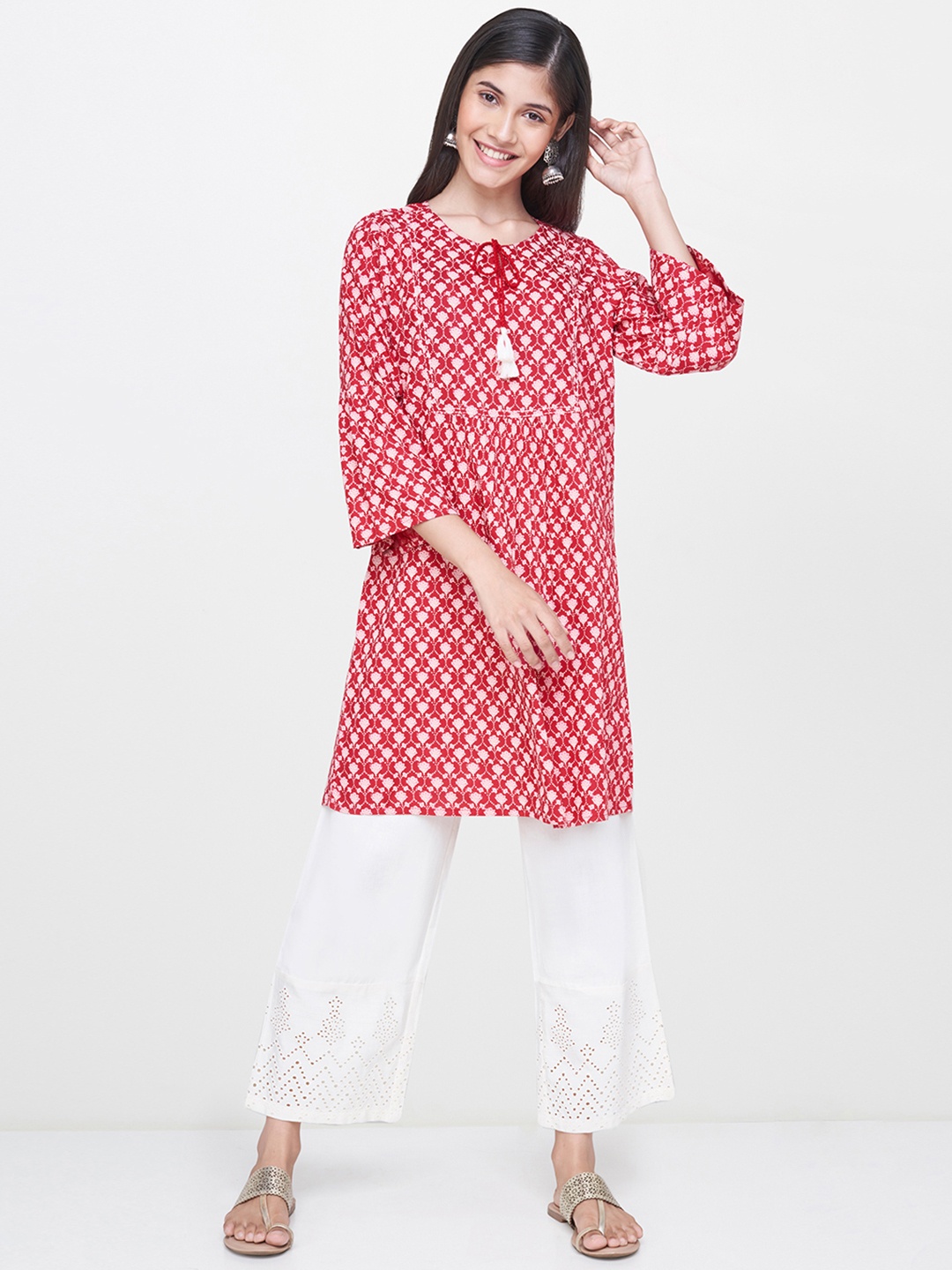 

Global Desi Women Red & Pink Printed Tunic