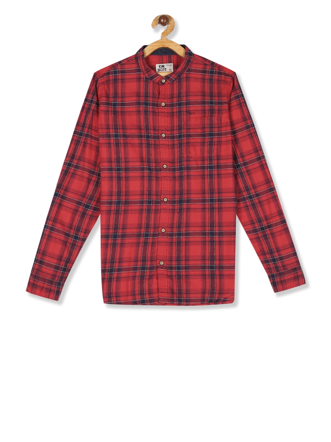 

Flying Machine Boys Red & Navy Blue Regular Fit Checked Casual Shirt